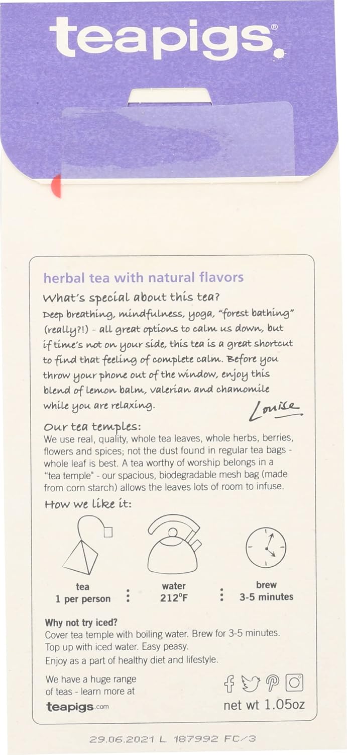 Teapigs, Tea Calm Organic, 15 Count