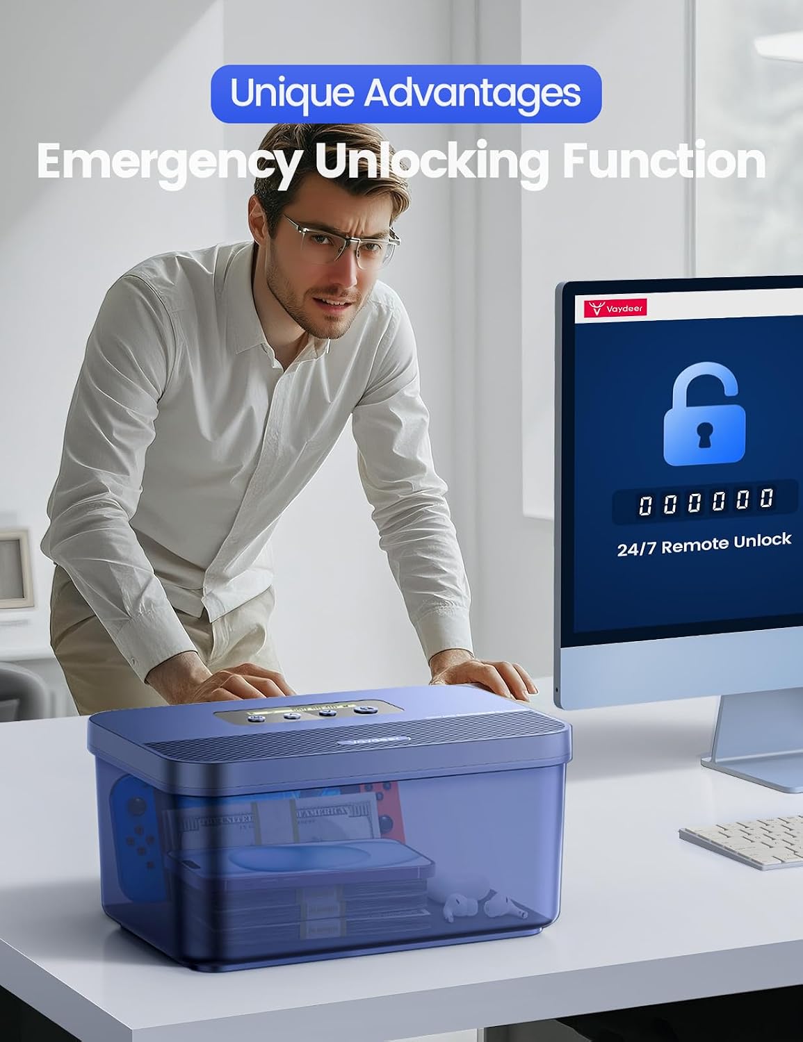 Vaydeer Timed Lock Box, Phone Lock Box with Timer for Focus & Self-Control