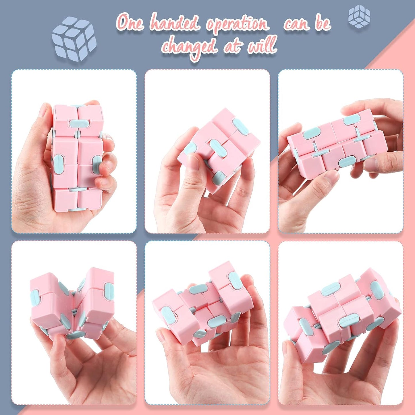 Skylety 6 Pieces Cube Toy, Stress and Anxiety Relief Cube, Mini Durable Stress Relieving Toy for Adults Anxiety Relief
