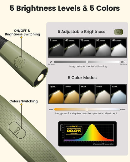 Glocusent Bendable Neck Light, 100Hrs Long Lasting Rechargeable Book Light, 5 Colors & Stepless Dimming Reading Light - Perfect Book Lights for Reading at Night, Knitting, Book Lovers Gifts