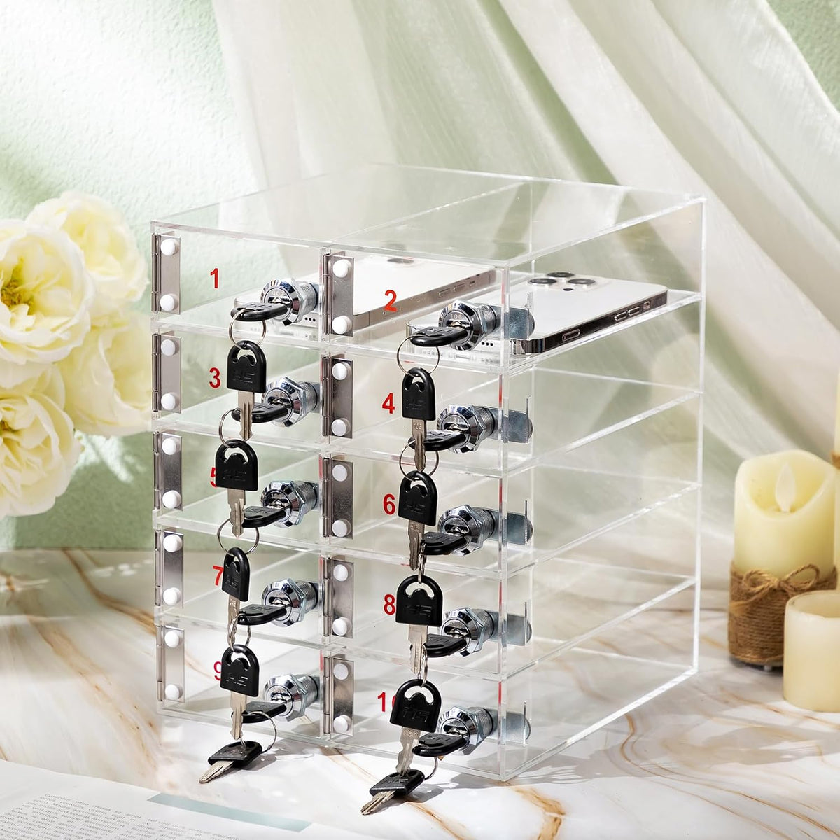 Layhit 20 Slots Cell Phone Locker Box for Classroom, Back to School, Clear