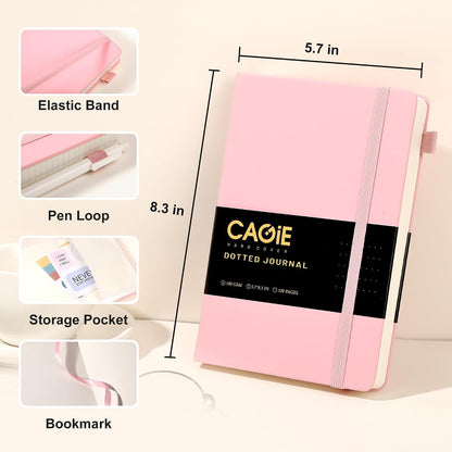 CAGIE Lined Journal Notebook for Women Men 320 Pages 100 Gsm Paper Thick Journaling Notebooks A5 Leather Journals for Writing Hardcover Journal Supplies for Work Note Taking Diary, 5.7x8.3 In, Green