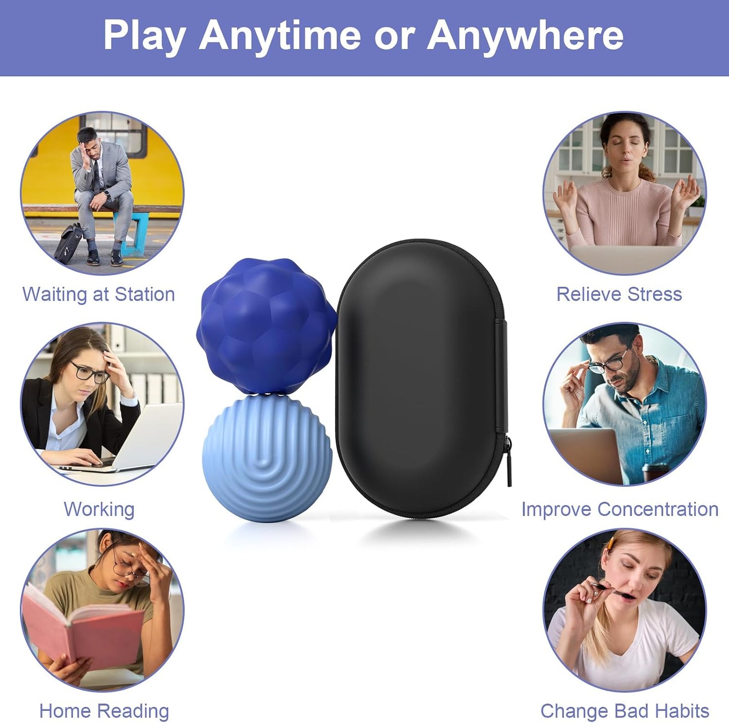 BUSOHA Silicone Fidget Balls - 4 Pack Fidget Toys Adults Sensory Toys Stress Balls for Adults Teens Gifts for Calming,Autism and ADHD Office