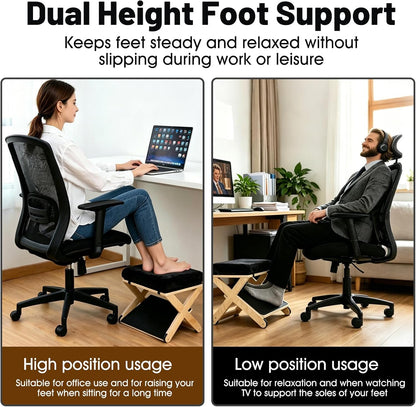 Adjustable Height Foot Rest Under Desk at Work, Comfortable Memory Foam Office Foot Stool, Non-Slip EVA Surface for Posture Support, Leg Relief, Home Office & Gaming