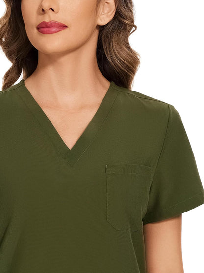COZYFIT Scrubs for Women Set - Stretch V-Neck Scrub Top & Jogger Pant with 8 Pockets COZY SCRUBS - Colors E
