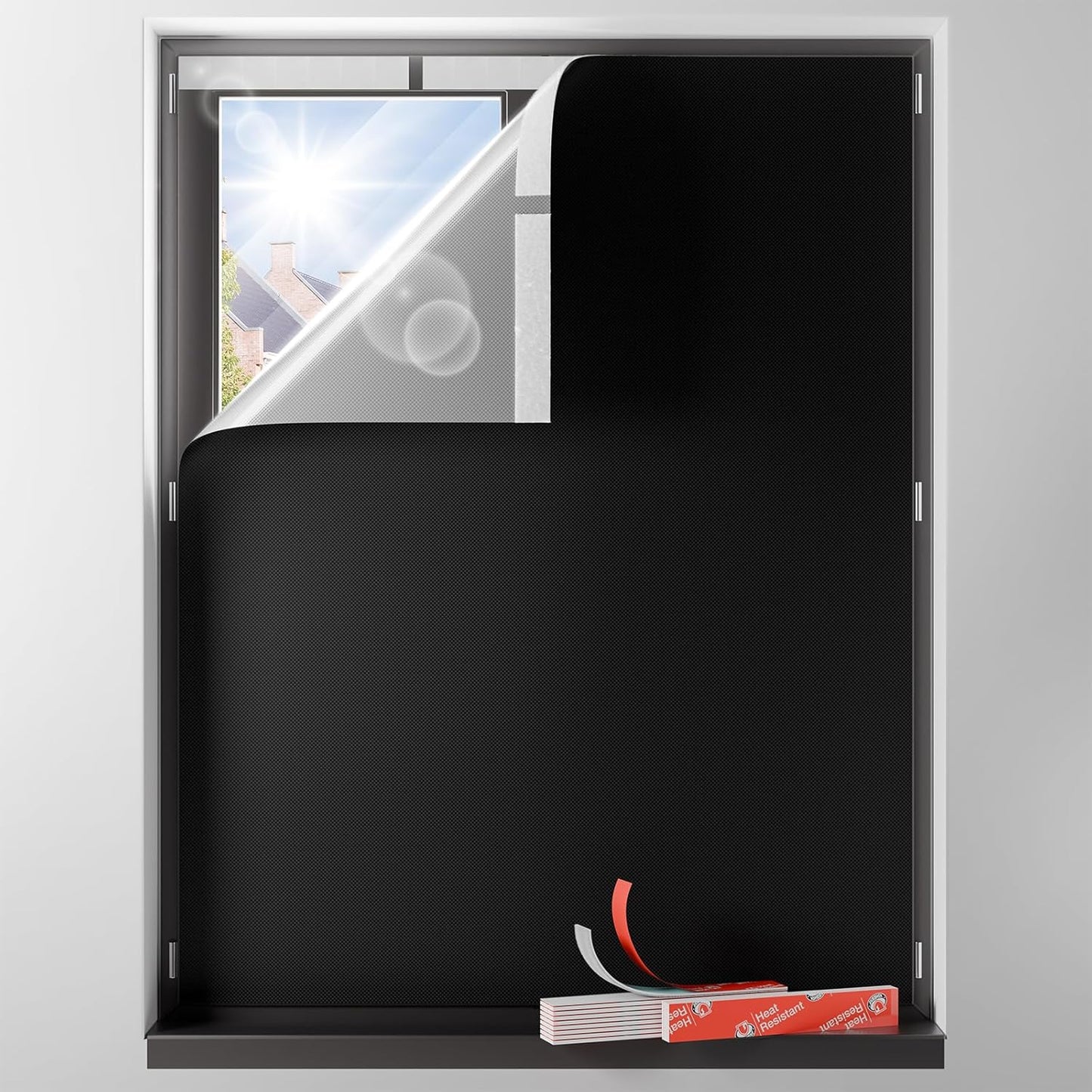 Sumobaby Blackout Curtains for Bedroom Portable 42"x60",No Drill Black Out Shades with Upgraded Hook&Loop Tapes,100% Blackout Window Cover,Thermal Insulated Blinds for Bedroom,Nursery(1 Panel,Black) - Colors I