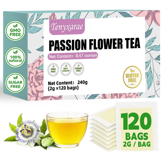 Passion Flowers Tea Bags-120 Teabags, 2g/Bag, Made with 100% Natural Passion Flowers. Caffeine-Free | Sugar-Free | Gluten-Free | Vegan. Eco-Friendly Tea Bags