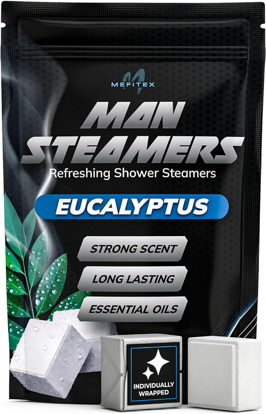 Shower Steamers for Men 15 Pack Eucalyptus Aromatherapy Shower Steamers, Strong Scent, Long Lasting, Premium Essential Oils, Gifts for Men Relaxation and Sinus Relief