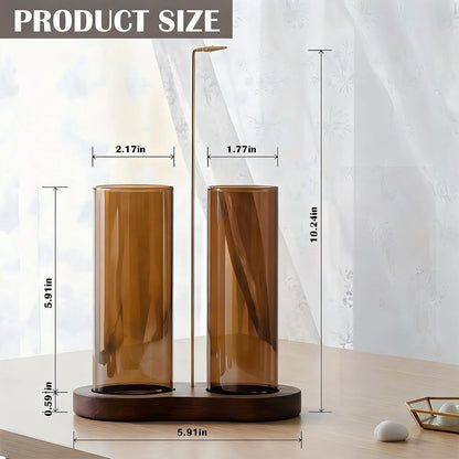 2 in 1 Anti-Ash Incense Holder for Sticks, Upside Down Hanging Incense Burner with Removable Glass Ash Catcher and Wooden Base, Modern Vertical Zen Decor for Home Office Yoga Meditation Room（Clear）