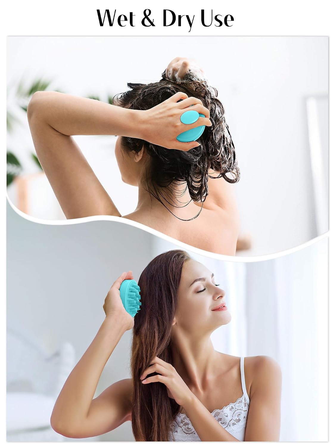 HEETA Hair Scalp Massager for Hair Growth, Shampoo Brush, Scalp Scrubber Exfoliator with Soft Silicone Bristles for Dandruff Removal to Relieve Stress, Wet Dry Use Updated Material, Beige