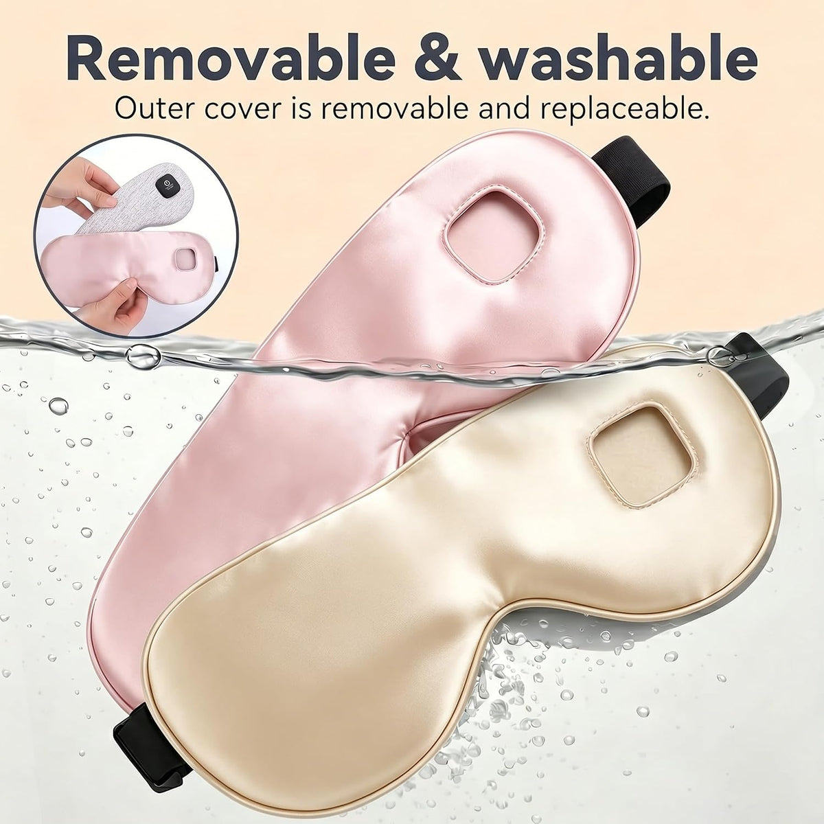 Cordless Heated Eye Mask for Dry Eyes Relief, Rechargeable Warm Eye Compress with 3 Temps, Washable Cover & Bonus Shell, Electric Eye Heating Pad for Sleep, Stye, Travel