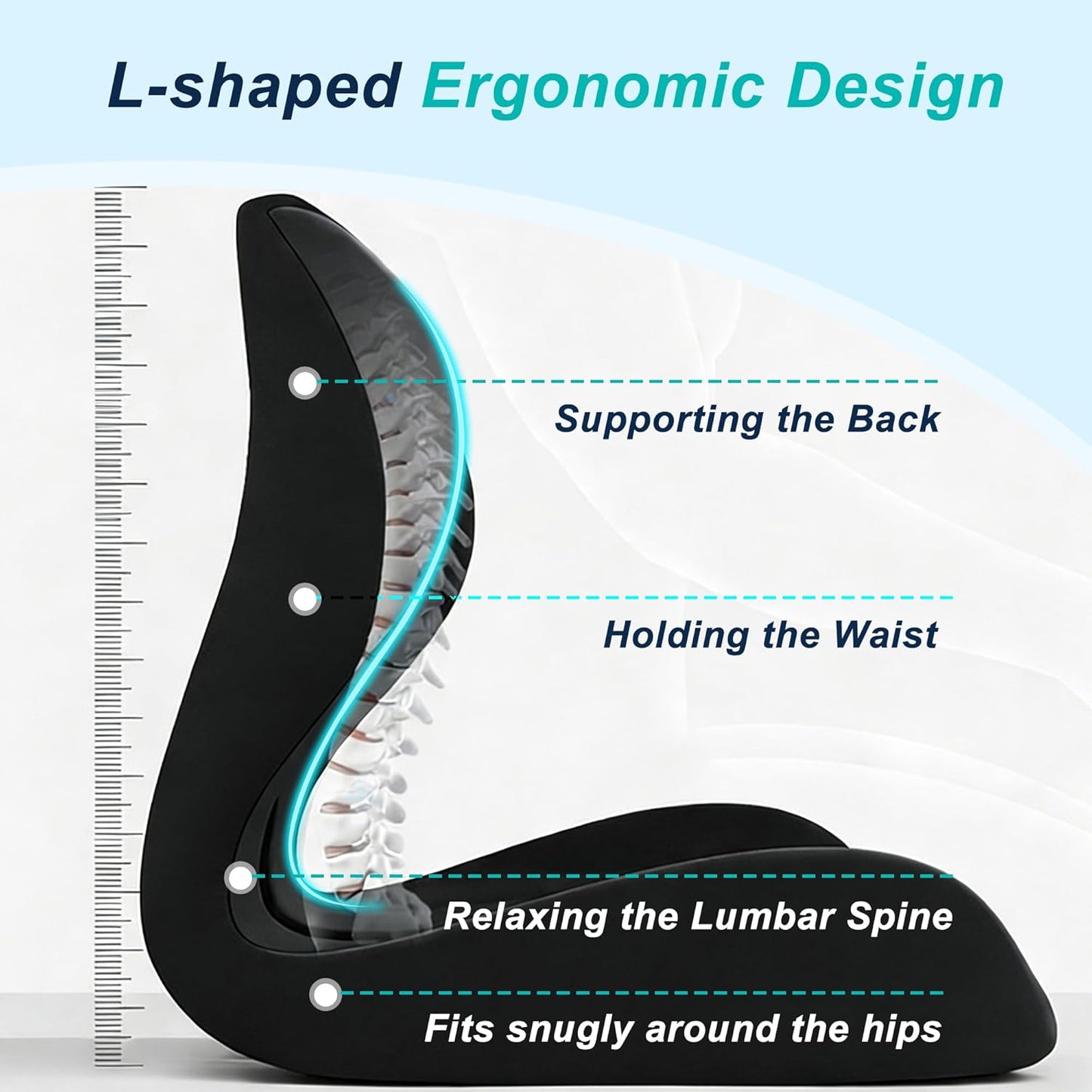Seat Cushion for Office Chair and Car, Lumbar Support Pillow for Office Chair, Memory Foam Ergonomic Seat Cushion for Long Sitting, Back & Tailbone Pain, Sciatica - Dark Gray & Light Gray