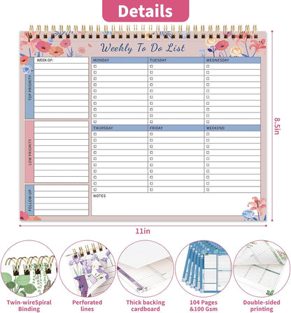 104 Pgs To Do List Notepad, 52 Undated Sheets Duplex-printed