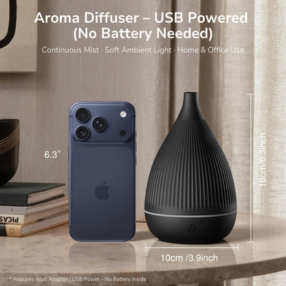 Ultrasonic Essential Oil Diffuser, Home Fragrance Aroma Diffuser with Auto Shut-Off, Color Change Night Light & Ultra-Quiet Operation, BPA-Free Portable Aromatherapy Humidifier for Home (Black)