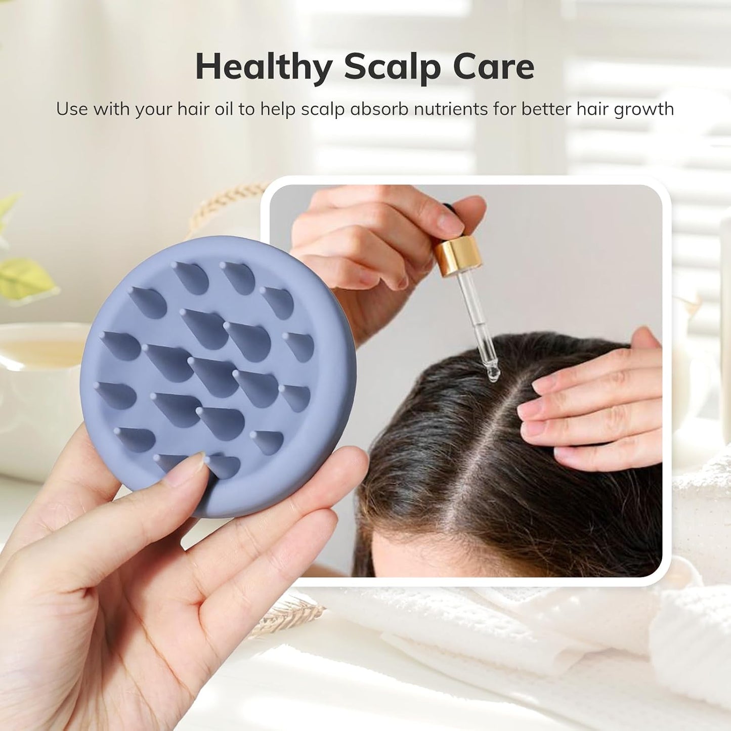 Sndyi Silicone Scalp Massager Shampoo Brush, Hair Scrubber with Soft Silicone Bristles, Scalp Scrubber/Exfoliator for Dandruff Removal, Wet Dry Scalp Brush for Hair Growth & Scalp Care, Oatmeal