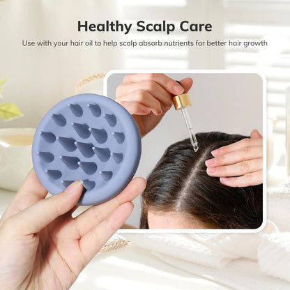 Sndyi Silicone Scalp Massager Shampoo Brush, Hair Scrubber with Soft Silicone Bristles, Scalp Scrubber/Exfoliator for Dandruff Removal, Wet Dry Scalp Brush for Hair Growth & Scalp Care, Oatmeal
