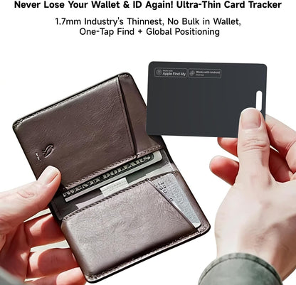 MergeCard, Works with Apple Find My (iOS) & Google Find Hub (Android),– for Wallet & Passport Rechargeable Wireless Charging, IPX68 Waterproof, Thin Tracker Card (1 Pack)