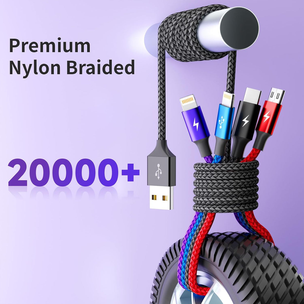 4 in 1 Multi Charging Cable, 5FT Charging Cords for Multiple Devices