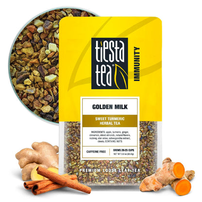 Tiesta Tea - Golden Milk, Loose Leaf, Sweet Turmeric Herbal Tea Blend, 3oz