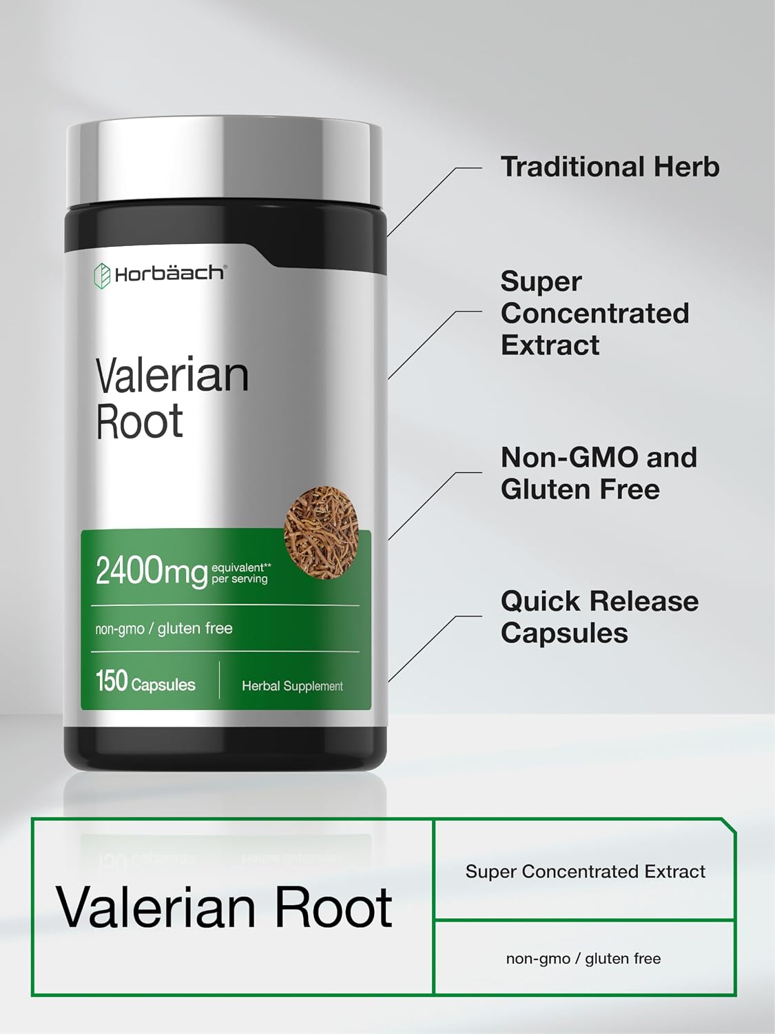 Horbäach Valerian Root Capsules | 150 Count | Extract Supplement