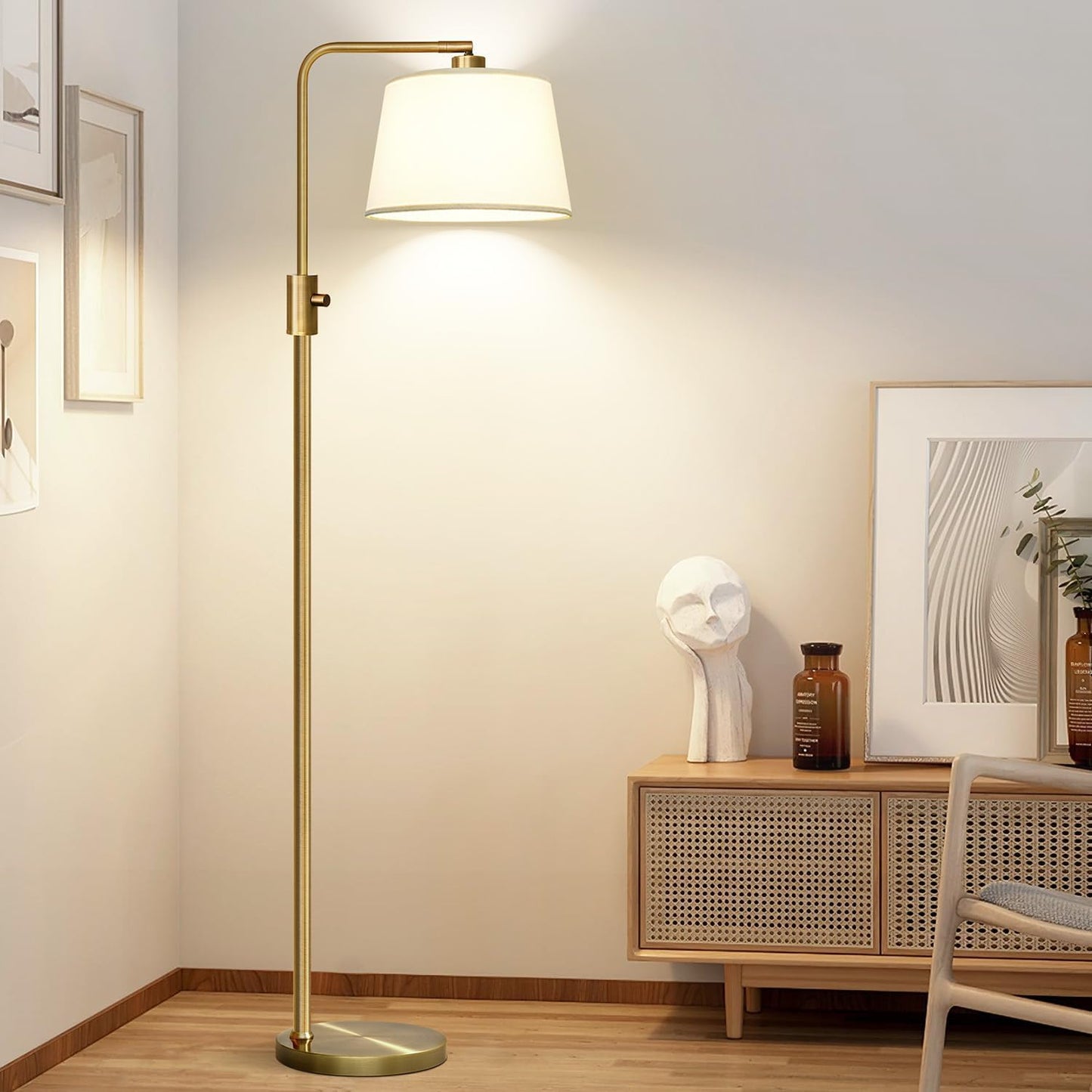 【Upgraded】 Dimmable Floor Lamp, 1000 Lumens LED Edison Bulb Included, Arc Floor Lamps for Living Room Modern Standing Lamp with Linen Shade, Tall Lamp for Bedroom Office Dining Room- Black