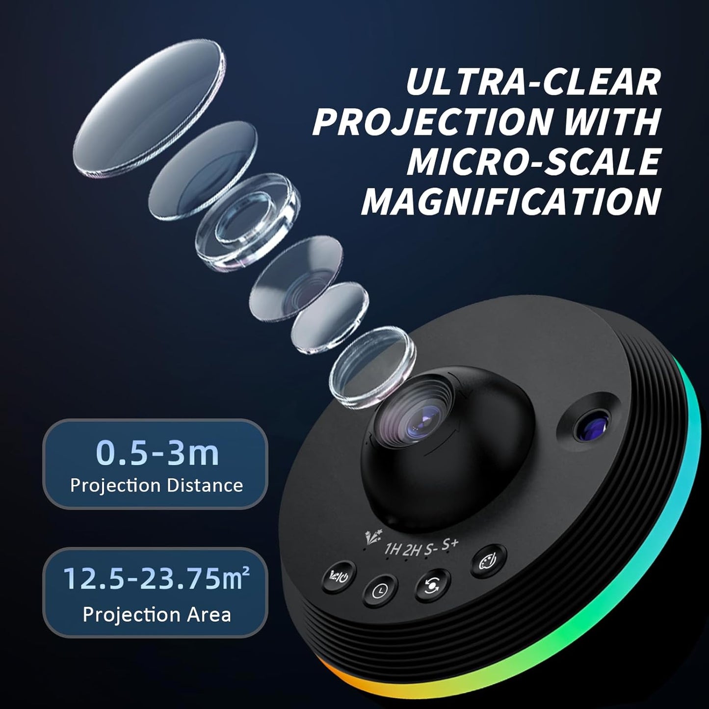 Galaxy Projector, Star Projector Home Planetarium with 1 Glass Projection Disc, 180 Rotatable Starry Sky Night Light with Meteor Effects & Light Strip for Bedroom, Kids & Adults Gift