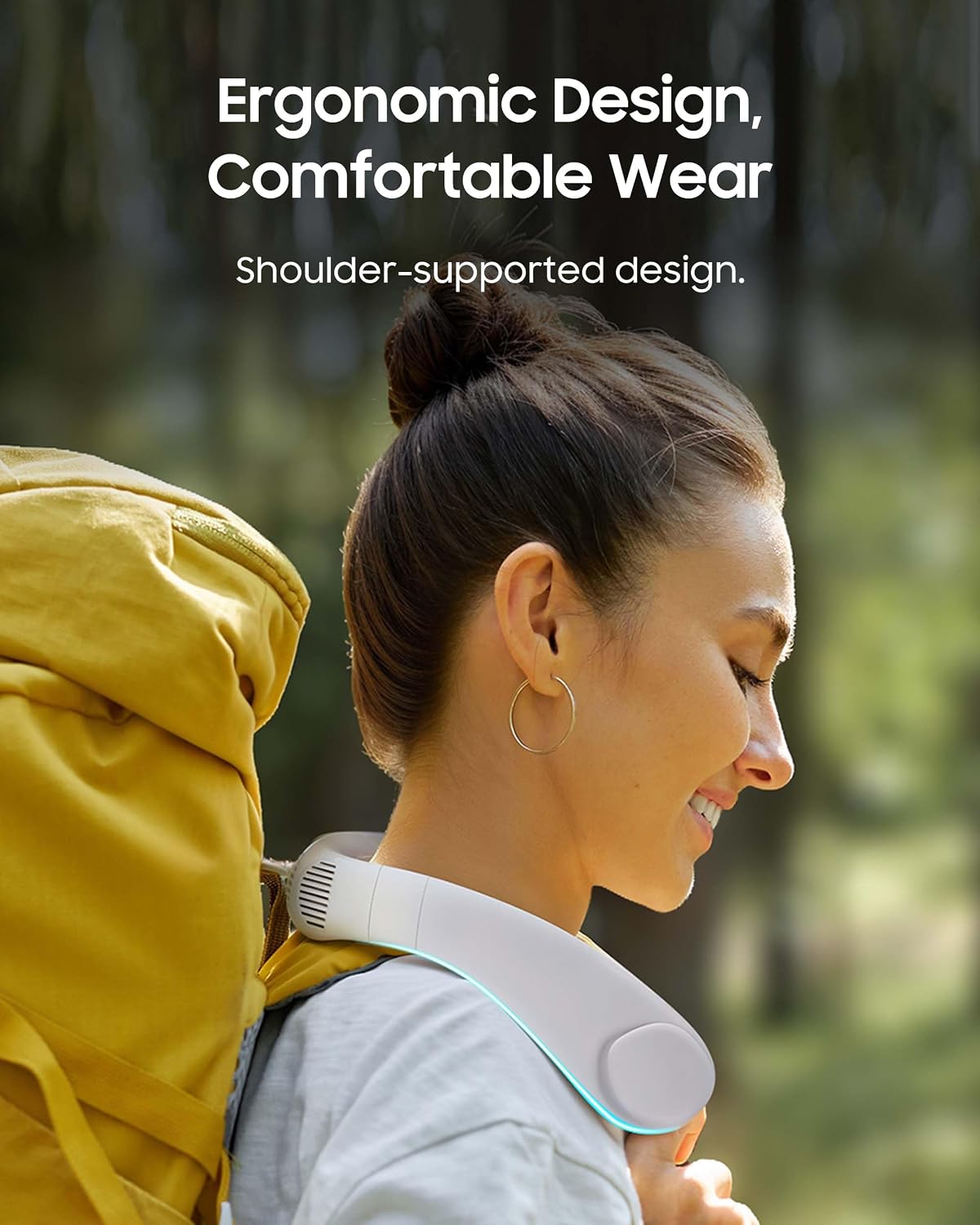 HIGO Neck Fan with Cooling Plate, Neck Air Conditioner, 2-in-1 Cooling Neck Fan Portable Rechargeable, Wearable Personal Fan, 4400mAh Large Battery, Ergonomic Design, Space Gray
