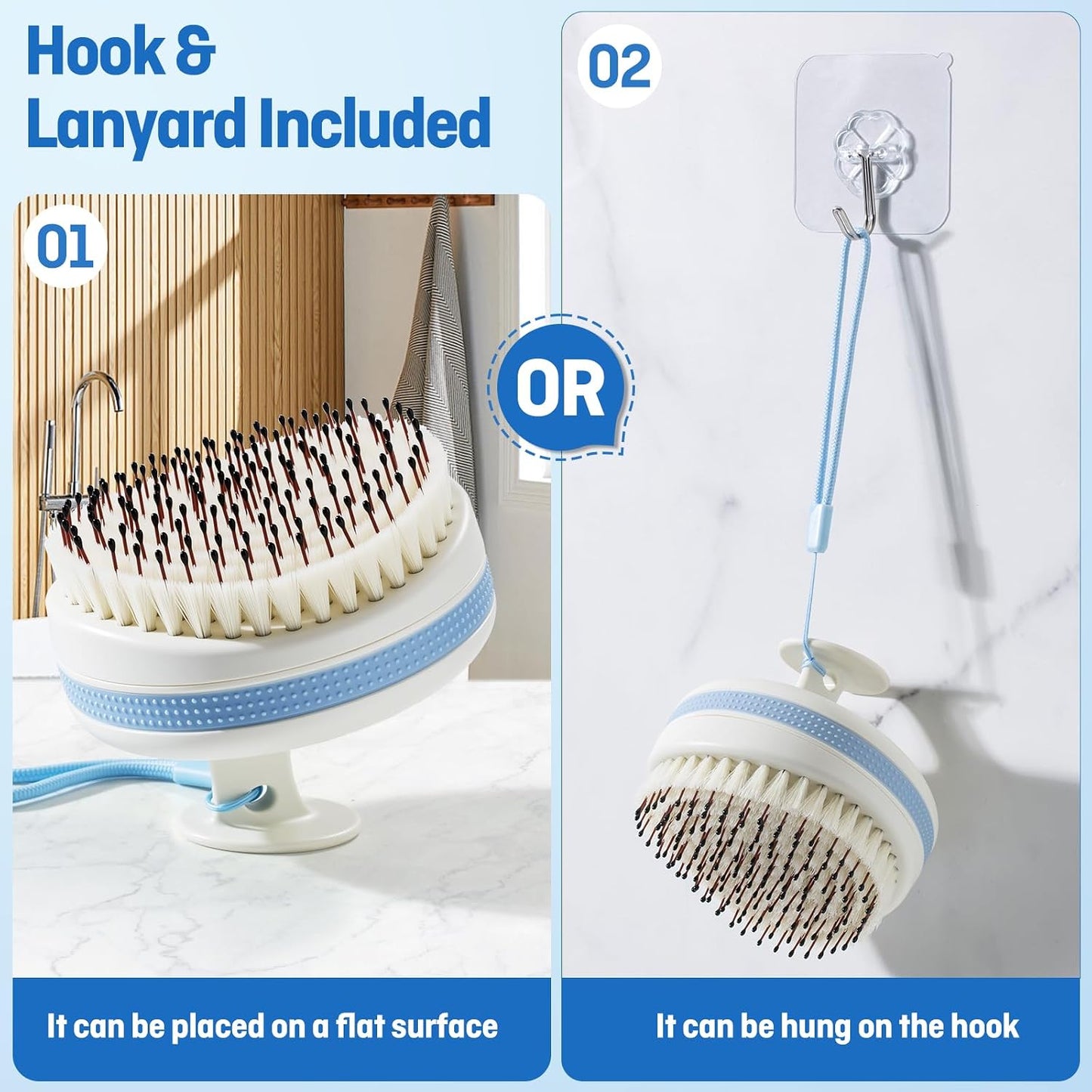 Scalp Massager with Double-Layer Bristles,Anti-Slip Rich-Lathering Hair Washing Shampoo Brush,Curved Scalp Scrubber with Better Head Fit for Dandruff Removal,Wet&Dry Use Scalp Stimulator.