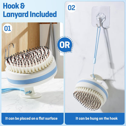 Scalp Massager with Double-Layer Bristles,Anti-Slip Rich-Lathering Hair Washing Shampoo Brush,Curved Scalp Scrubber with Better Head Fit for Dandruff Removal,Wet&Dry Use Scalp Stimulator.