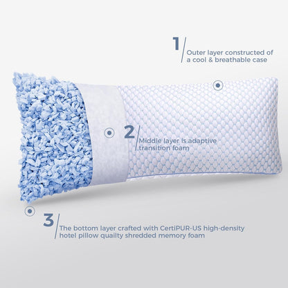 OSBED Shredded Memory Foam Pillows Queen Size Set of 2