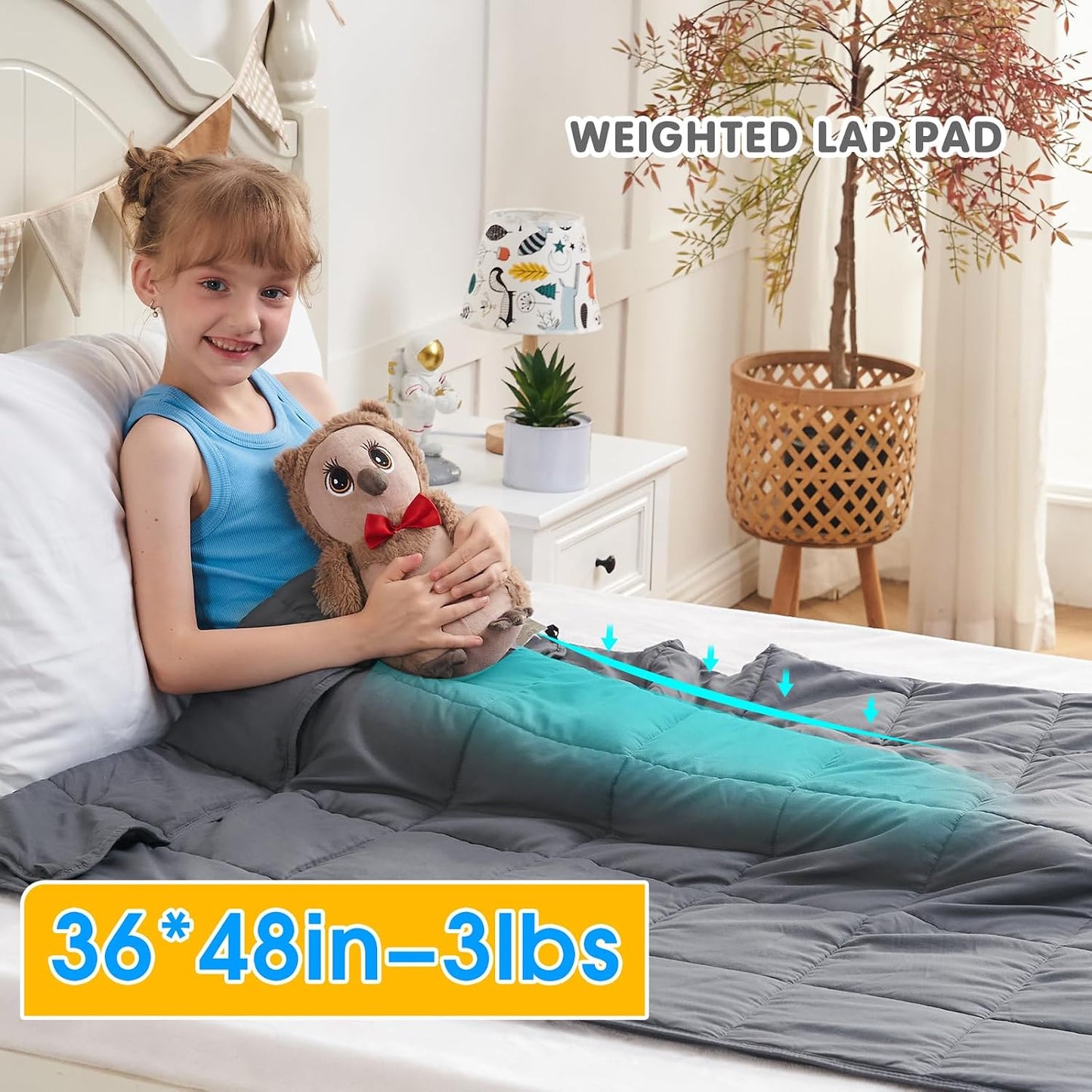 yescool Weighted Lap Pad 2 Pounds Weighted Lap Blanket, Space Plane Small Weighted Blanket, Weighted Throw Blanket Gifts for Travel Indoor Outdoor, 20"x30"