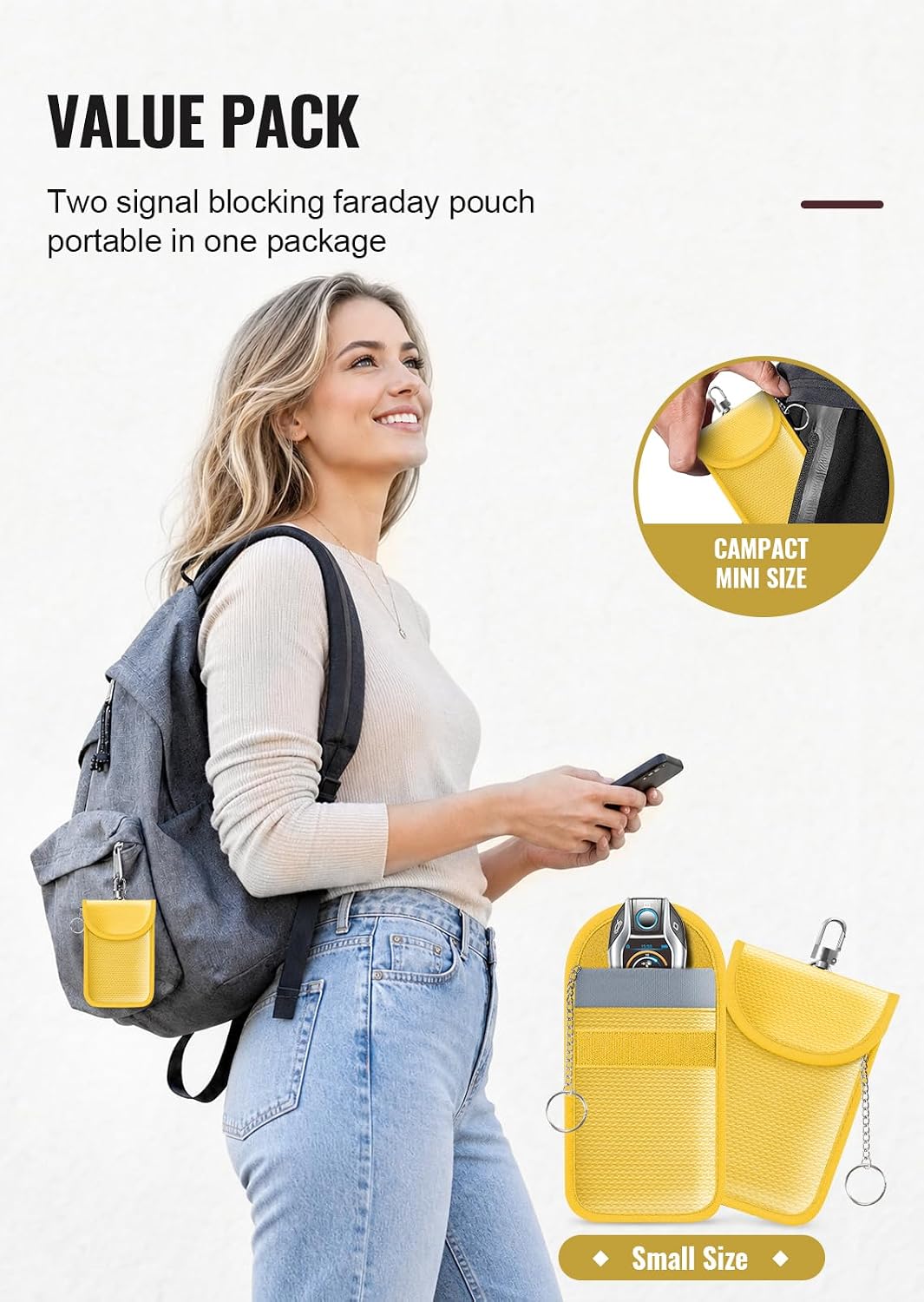 Faraday Pouch for Car Keys, Faraday Bag, Car RFID Signal Blocking Holder, Key Fob Protector, Key fob cage Block Signal Anti-Theft Fob Case (2 Pack)