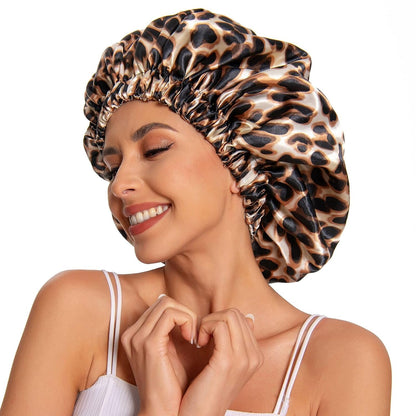 Satin Bonnet Silk Bonnet Hair Bonnet for Sleeping-Slouchy Beanie Hat Satin Sleep Cap for Women's Natural & Curly Hair(Blue Zircon)