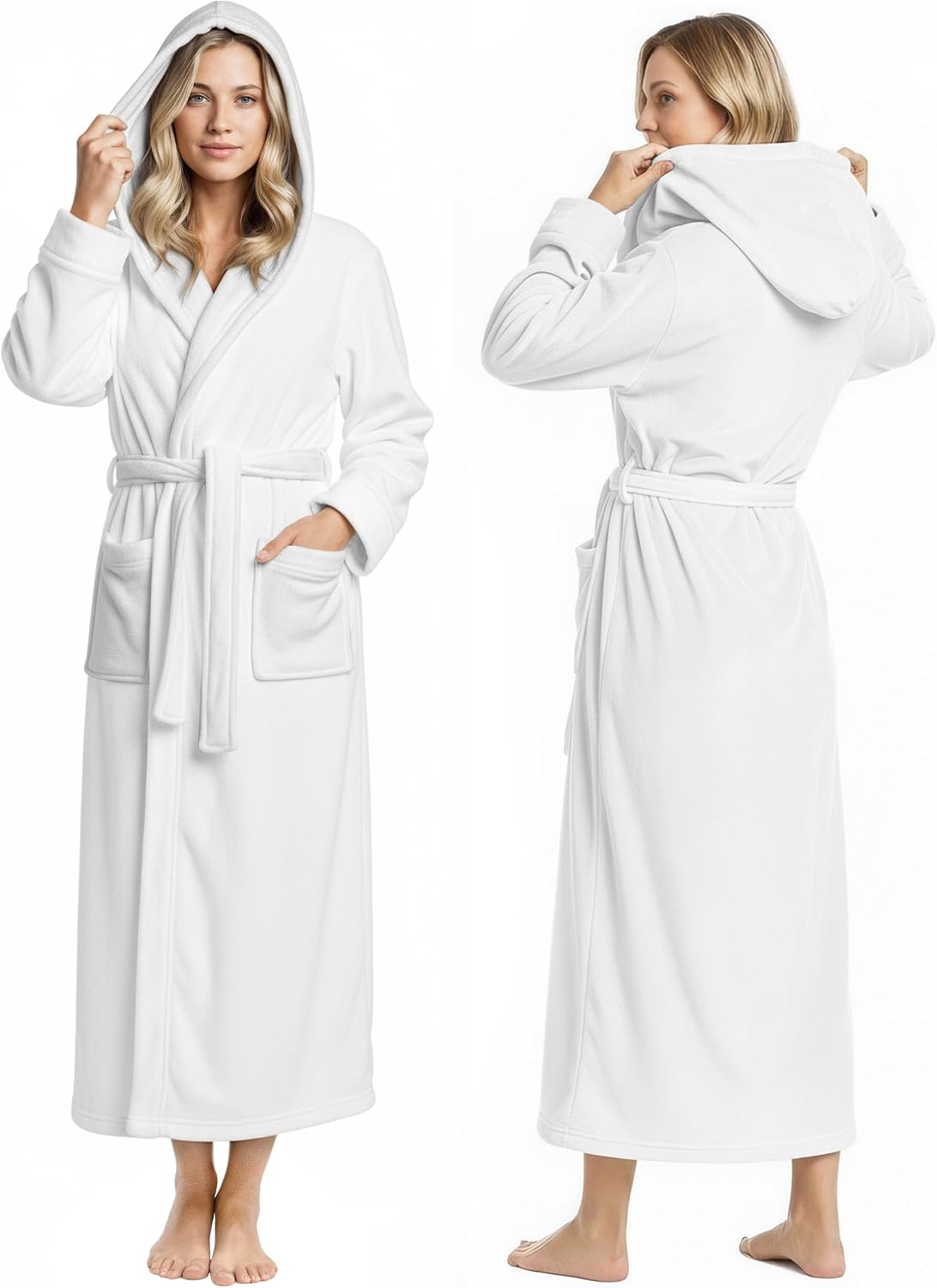 NY Threads Premium Womens Robe with Hood, Plush Fleece Long Bath Robe for Women, Fluffy Soft Women's Bathrobe