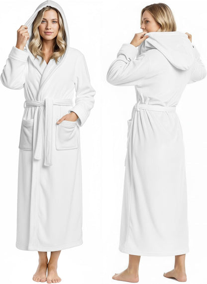 NY Threads Premium Womens Robe with Hood, Plush Fleece Long Bath Robe for Women, Fluffy Soft Women's Bathrobe