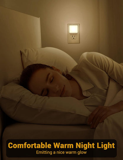 JandCase Amber Night Light[2 Pack], Night Lights Plug into Wall, LED Plug in Nightlight with Dusk-to-Dawn Sensor, 0.3W Dim Night Light for Sleep, Bedroom, Bathroom, Hallway, Non-dimmable