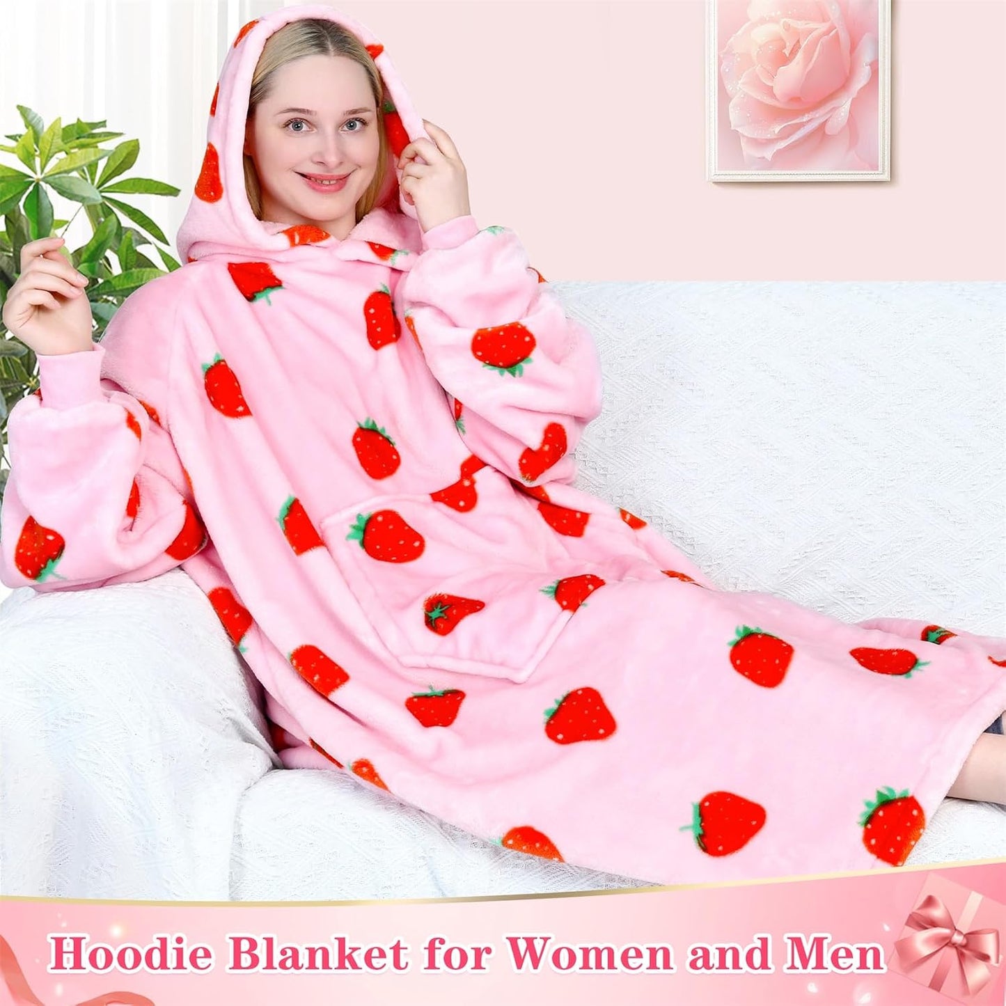 Waitu Wearable Blanket Sweatshirt Gifts for Women and Men, Warm and Cozy Giant Blanket Hoodie, Thick Flannel Blanket with Sleeves and Giant Pocket - Dark Gray