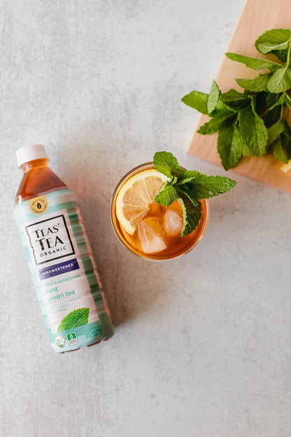 Teas' Tea Unsweetened Mint Green Tea 16.9 Fl Oz (Pack of 12) Organic, Sugar Free, Zero calorie