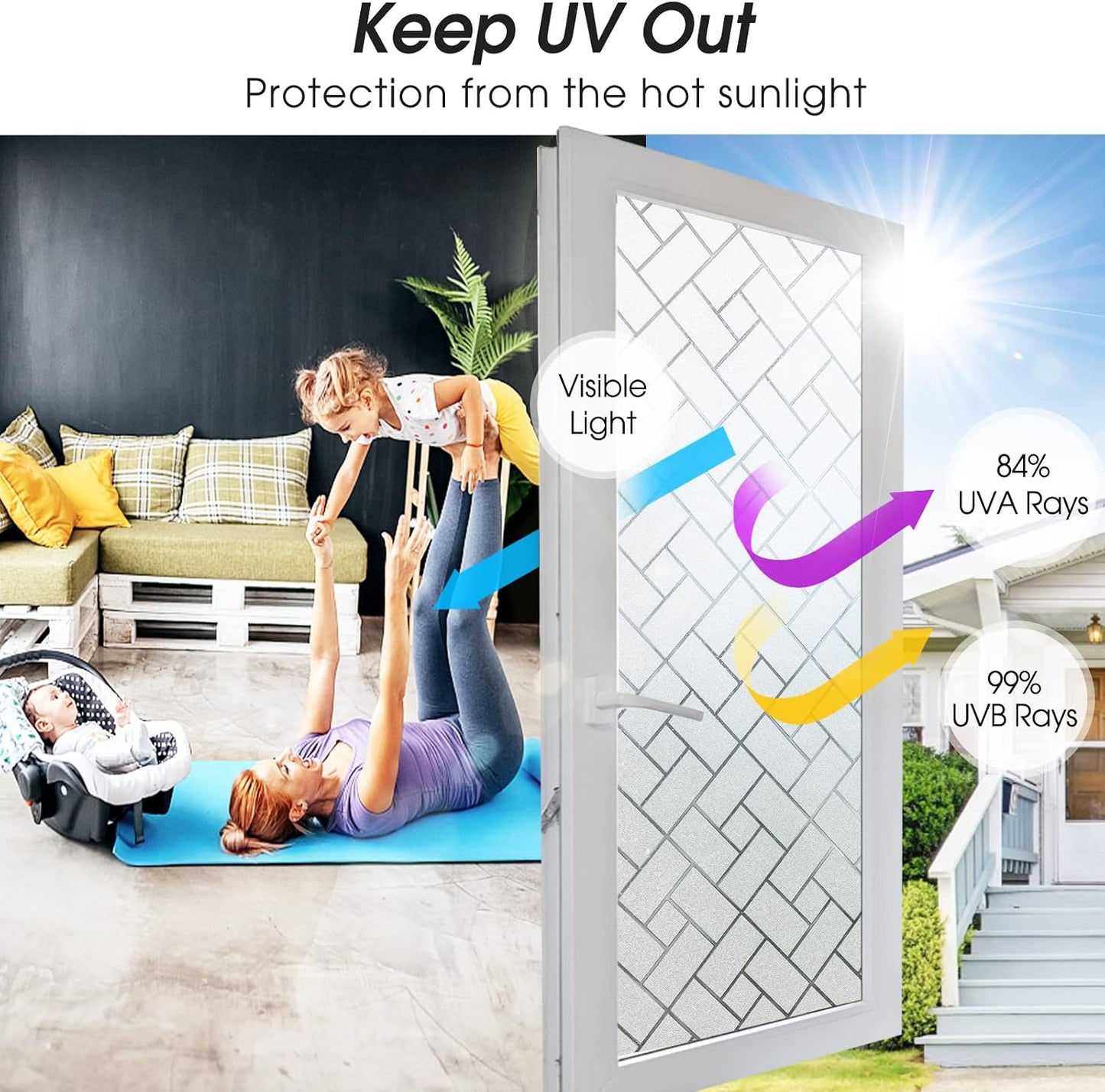 Coavas One Way Privacy Window Film, Heat Control Window Tint for Home, Sun Blocking Reflective Window Film See Out Not in, Anti UV Static Cling for Windows Office Door (Black, 17.5 Inch X 6.5 Feet)