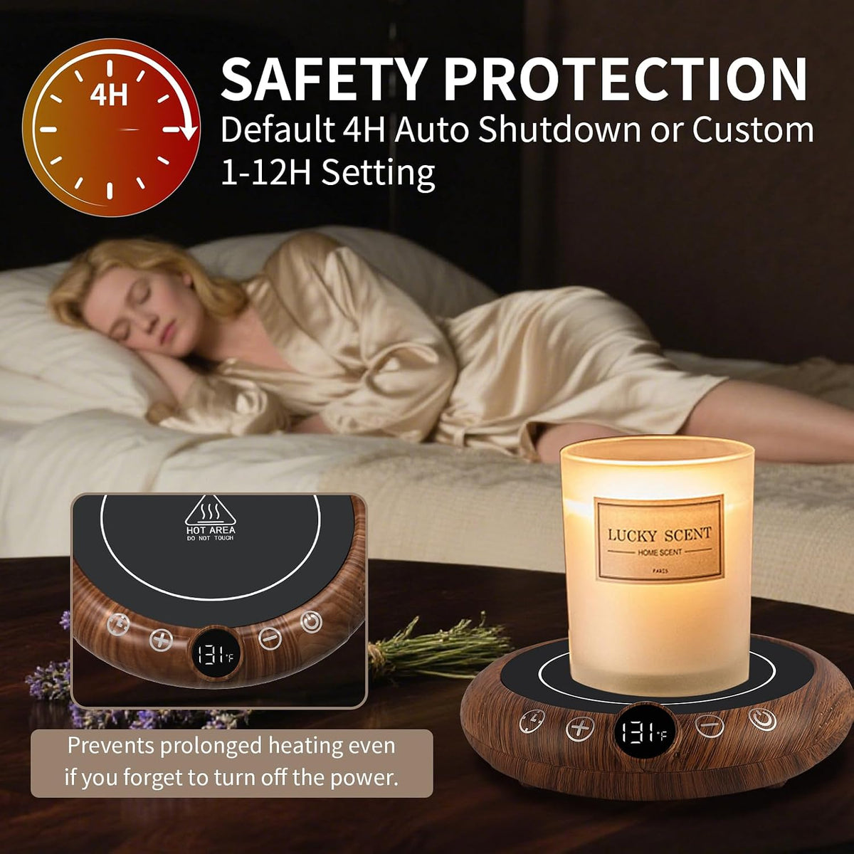 Coffee Mug Warmer, Valentines Day Gifts for Her Wife Girlfriend Daughter Him, Electric Cup Warmer for Desk, Candle Warmer Plate 8-Temp Setting & 1-12H Timer, Birthday Gifts for Women Men