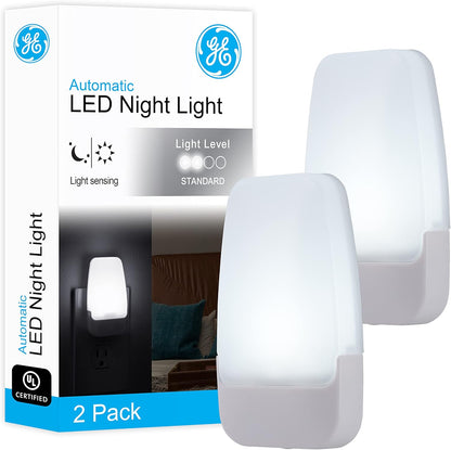 GE Sleeplite Night Lights Plug Into Wall, Dusk to Dawn Sensor, Ambient Lighting, Sleep Aid, Bathroom Decor, LED Lights for Bedroom, Apartment Essentials, Smart Home,86153, Amber, 4 Pack