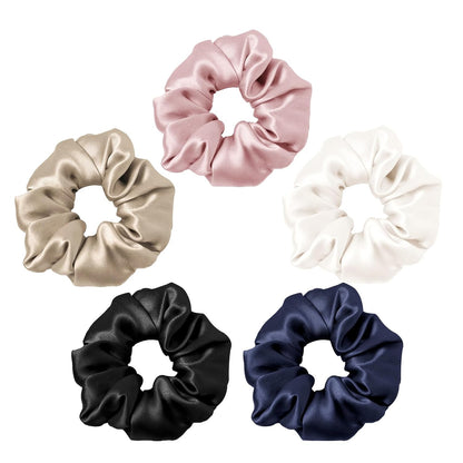 LILYSILK Silk Hair Scrunchies / Ties for Frizz & Breakage Prevention, 100% Mulberry, No Damage, Elastic ponytail Holders, 1Pc, Coffee - Colors A