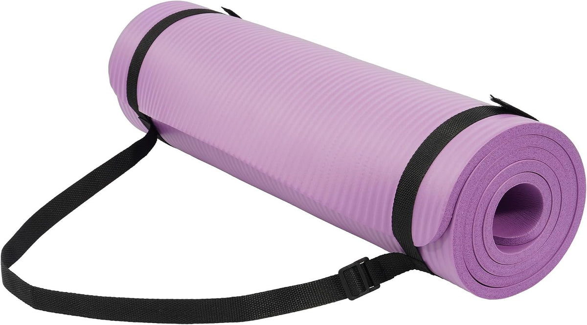 Fitvids 1/2-inch Thick High Density Exercise Yoga Mat with Carrying Strap