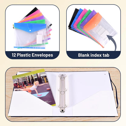 Important Document Organizer Linen Binder with 12 Pockets, Premium File Folders with Labels for Important Papers All Documents in One Place Home College School Office Supplies