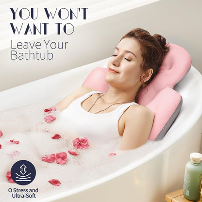 Full Body Bath Pillow for Bathtub, Thick Bathtub Cushion, Luxury Tub Pillow for Bath for Headrest Neck and Back Support White 51" x 16"