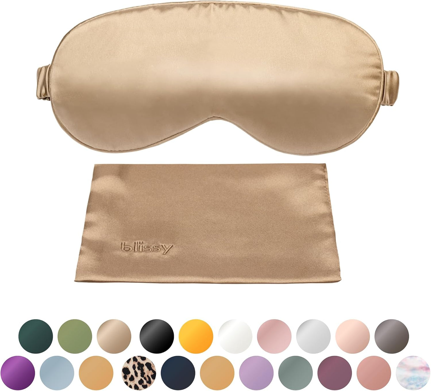Blissy Silk Sleep Mask - Eye Sleeping Mask for Women & Men for Total Blackout - 100% Pure Mulberry Silk, 22 Momme 6a Fibers - Blindfold Sleep Mask Side Sleeper Eye Cover (Non Adjustable)