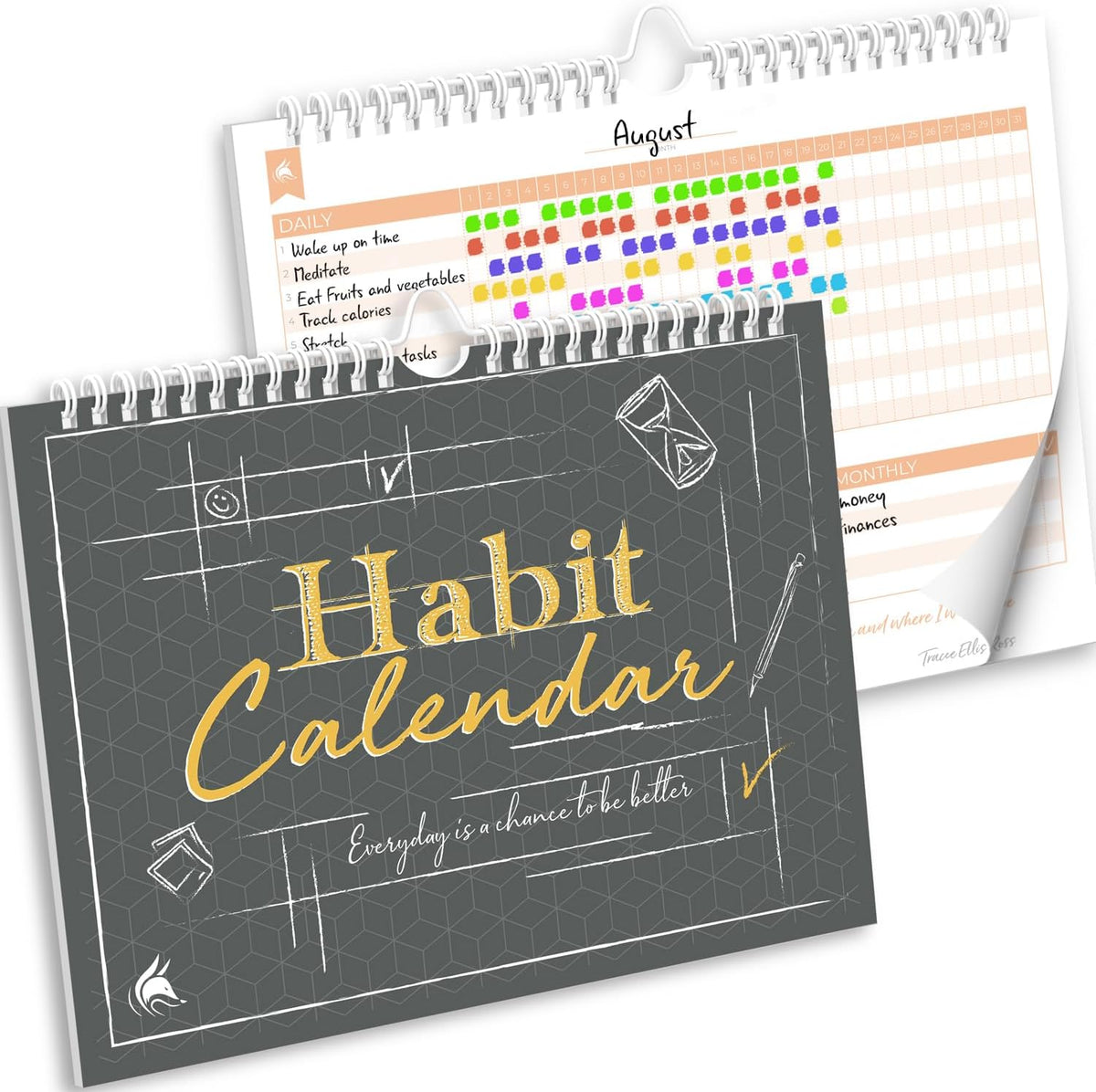 Clever Fox Habit Tracker Calendar, 24-Month Daily Goal Journal Green