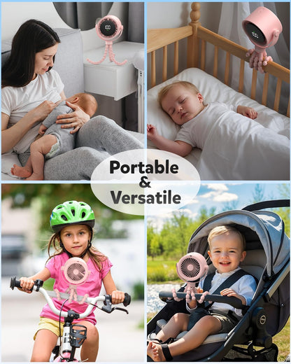 AMACOOL Baby Stroller Fan, Rechargeable Portable Clip on Fan, 17H Cooling