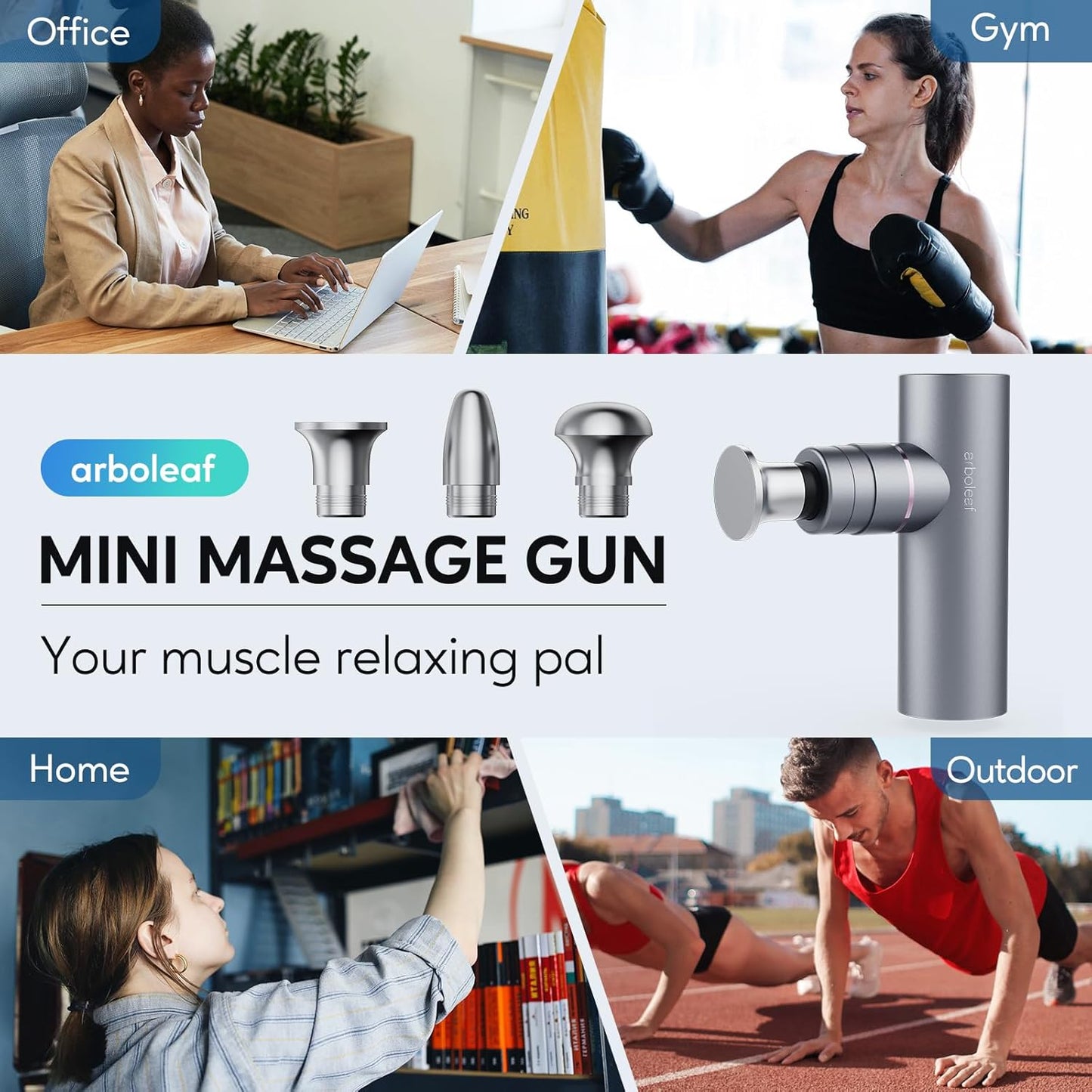 arboleaf Massage Gun Deep Tissue, Balance of Power & Portability Full-Metal Percussion Massager with Silent Brushless Motor - Ultra-Quiet Pocket-Sized for Athletes Back Pain Relief Home Office Travel