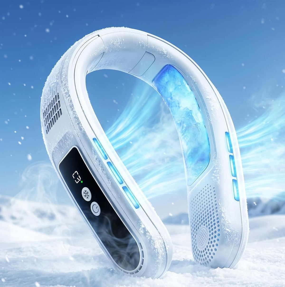 Neck Air Conditioner with 2 Icy Cooling Plates, Portable Neck Fans Blow Cold Air Rechargeable, Wearable Bladeless Fan Personal AC Dual Turbo,LED Screen Summer Gifts for Travel Beach Golf Office Women